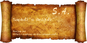 Sapkás Anikó névjegykártya